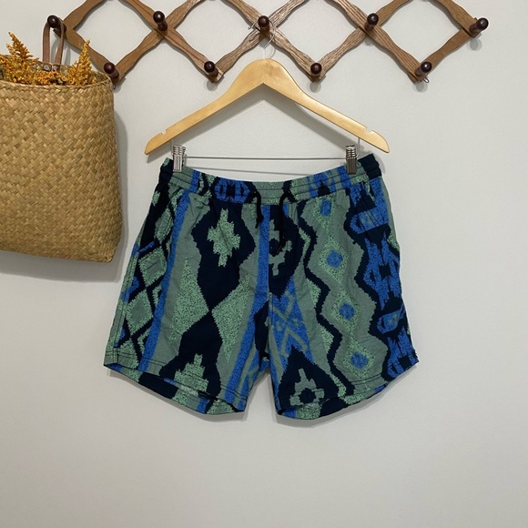 Urban Outfitters Blue and Green Patterned Athletic Shorts - Picture 1 of 5